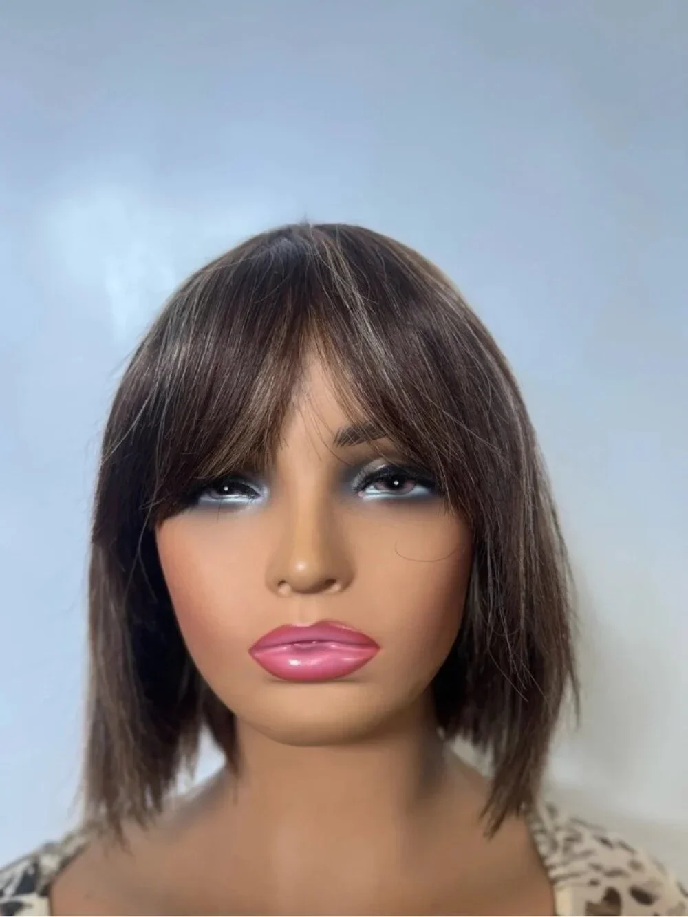 100% Human Hair Bob Wig with Blonde Highlights | Lace Front | Layered Short Wig